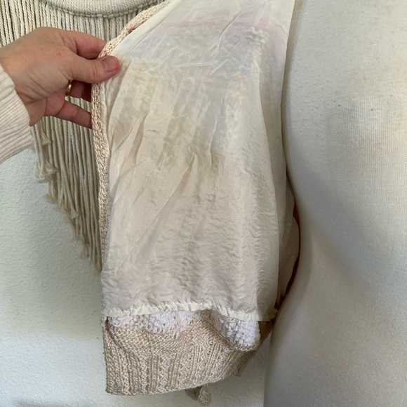 Handmade in Ireland Alpaca Cream and White Women's Cardigan Medium - Picture 3 of 10